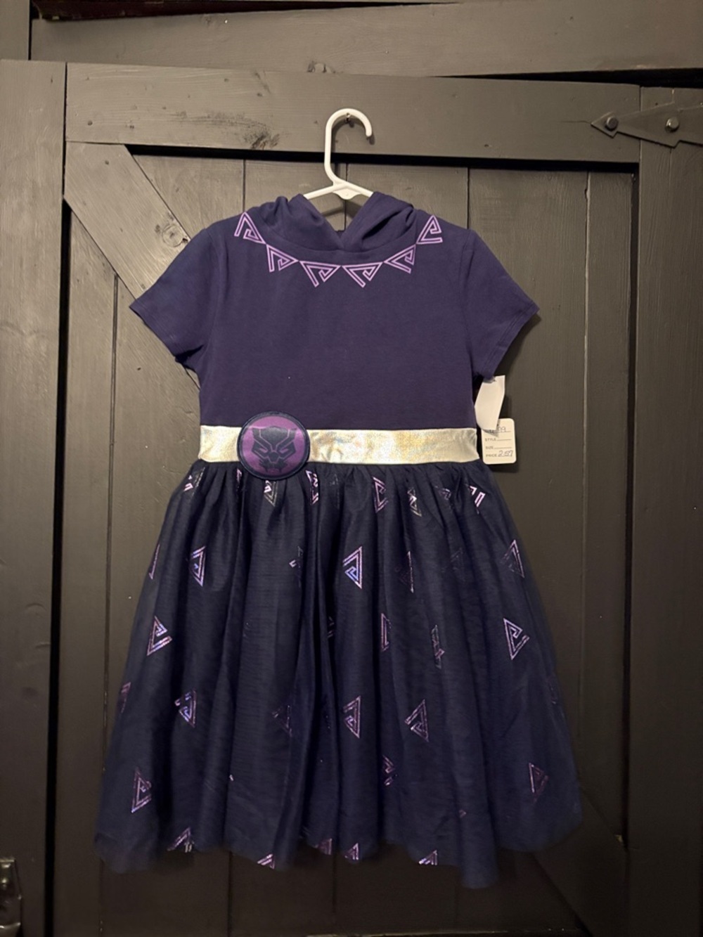 Marvel Navy and Purple Girls Hooded Dress with Black Panther Detail
